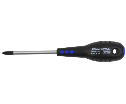 Отвертка крестовая Phillips PH1 x 75 Jonnesway FULL STAR D04P175