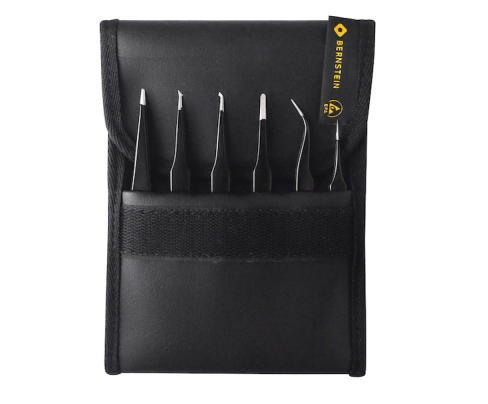 Набор прецизионных ESD стальных пинцетов для SMD 6 шт. Bernstein BS-5-060