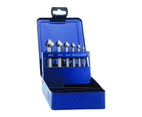 Набор зенкеров конических 90° DIN 335 C Exact GQ-05540 3 режущих кромки 6 штук