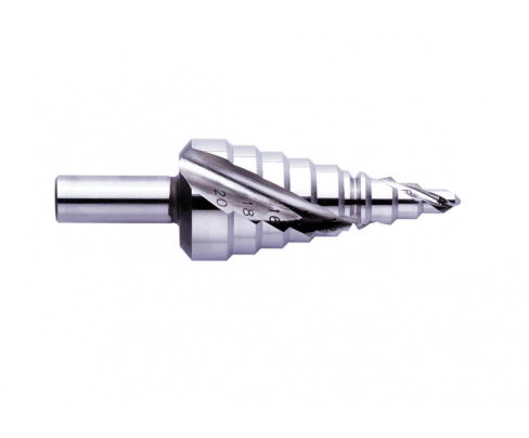 Сверло ступенчатое по металлу со спиральной канавкой 4 - 20 мм Exact GQ-07002 трехопорный хвостовик RotaStop