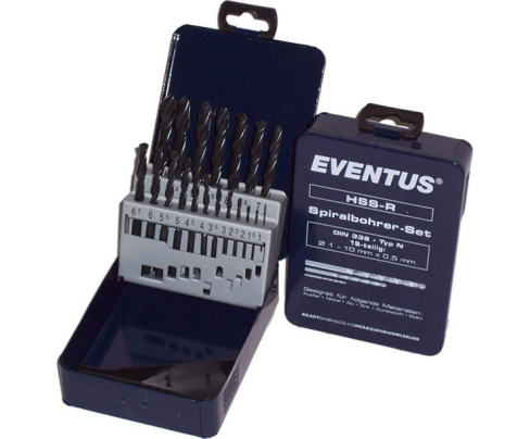 Набор спиральных черненых сверл HSS-R тип N DIN 338 1 - 10 мм Exact GQ-32001 19 предметов