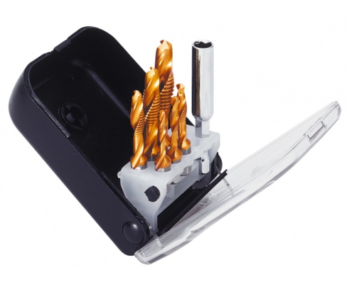 Набор комбинированных метчиков-бит M3-M10 с адаптером ClipSet SGE-Bit TiN DIN 3126 Exact GQ-50902 7 предметов