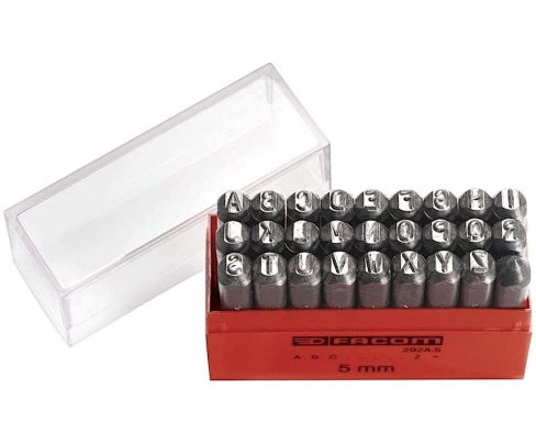 Набор латинских литеров 8 мм для штамповки Facom 292A.8 27 предметов