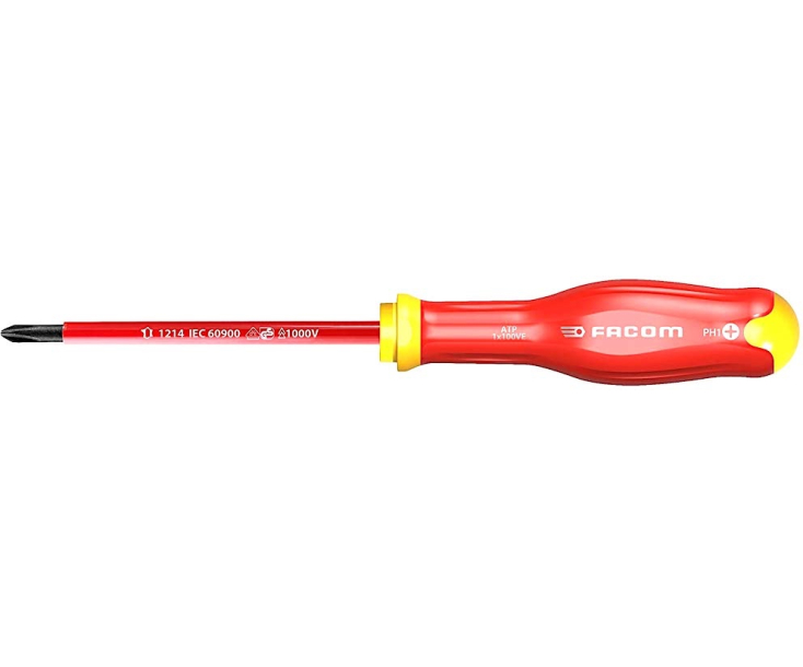 Отвертка диэлектрическая крестовая Phillips PH1x100 мм Facom ATP1X100VE