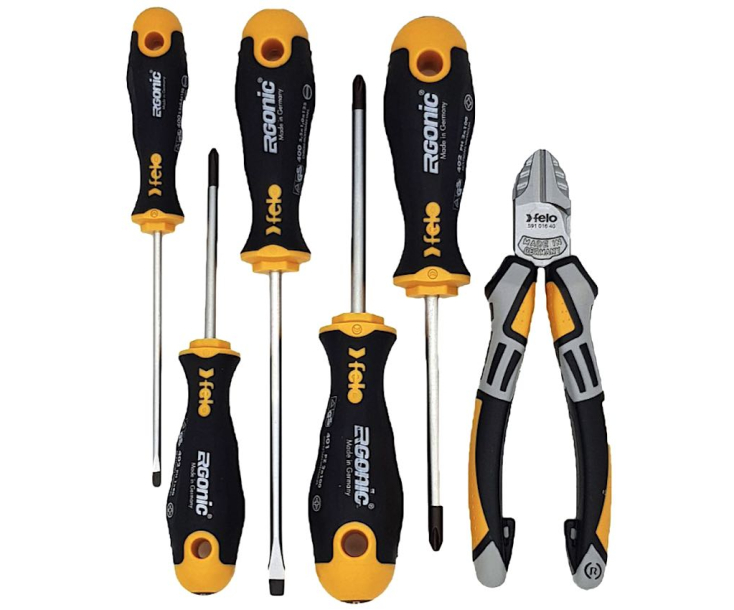 Набор отверток Felo Ergonic SL PH PZ с бокорезами в сумке 6 предметов 40090604