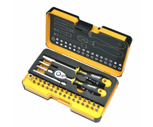 Набор бит SL HEX PH PZ TХ SQ SPANNER Felo с трещоткой и отверткой-держателем 36 предметов 05783606