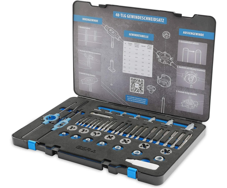 Набор метчиков и плашек DIN 352/ 25х9 M3-M12 HSSG 48 предметов GSR 08333800