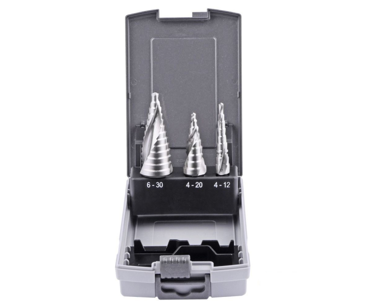 Набор ступенчатых свёрл 4-12  4-20  6-30 mm, HSSG, винтовое Werks W.8020220