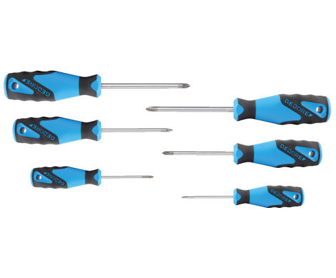 Набор отверток с трехкомпонентными рукоятками, 6 предметов, PH+PZ 0-1-2 Gedore 2003589