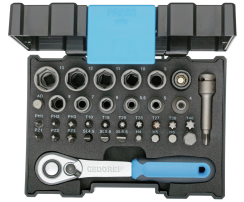 Коробка для бит с трещоткой 1/4