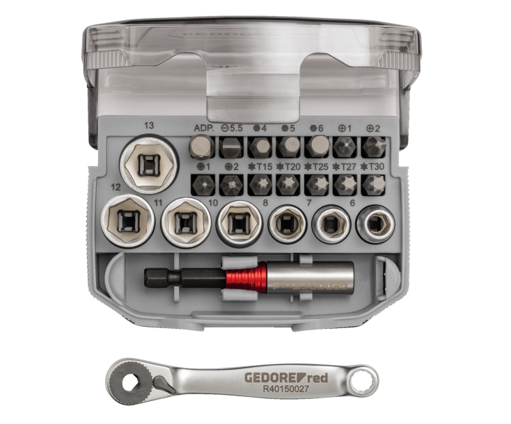 Набор головок 1/4 размера 6-13мм +биты 23шт. Gedore 3300026