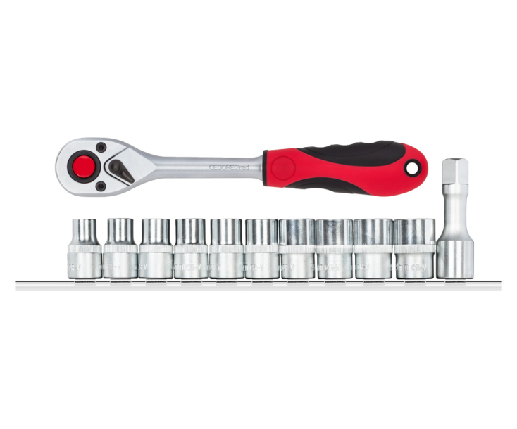 Головки + трещотка 1/2 шестигран. +рейка 12шт Gedore 3300030