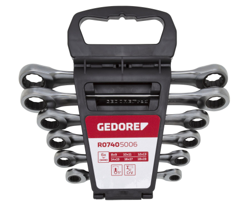 Трещотка двойная с кольцом, набор 8-19мм 6шт. Gedore 3300898