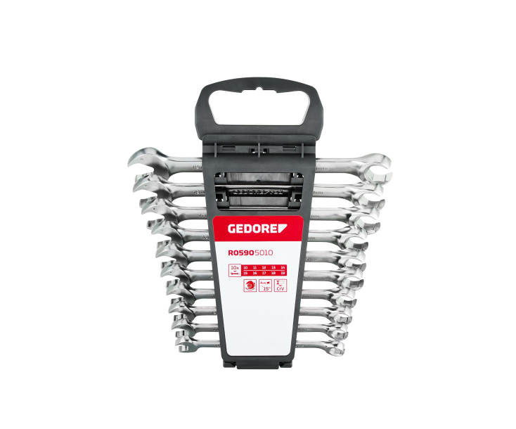 Гребень с трещоткой разв.набор открытый 10-19мм 10шт. Gedore 3301003