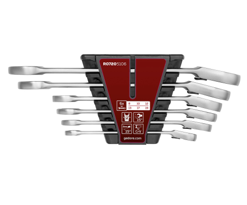 Гребень.трещотка пролет.набор рев. 8-19мм 6шт Gedore 3301084