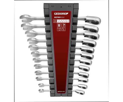 Гребень.трещотка пролет.набор рев. 8-19мм 12шт. Gedore 3301085