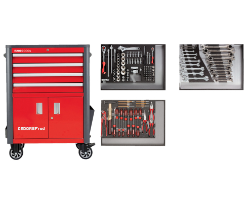 Набор инструментов на тележке WINGMAN красный 129шт. Gedore 3301689