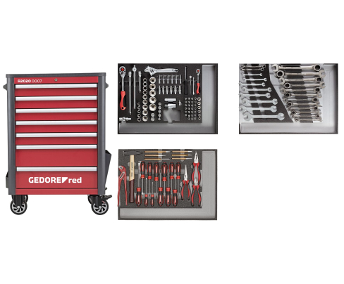 Набор инструментов на тележке WINGMAN красный 129шт. Gedore 3301694