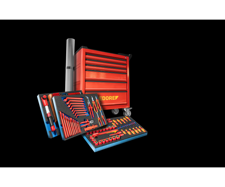 Инструментальная тележка, включая набор инструментов для высокого напряжения, Gedore 3415740