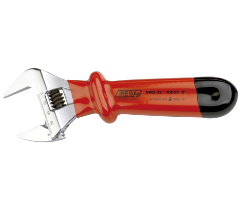 Ключ гаечный разводной хромированный диэлектрический VDE с широким раскрытием губок и со шкалой 30 мм Irega 92W-1000V/8