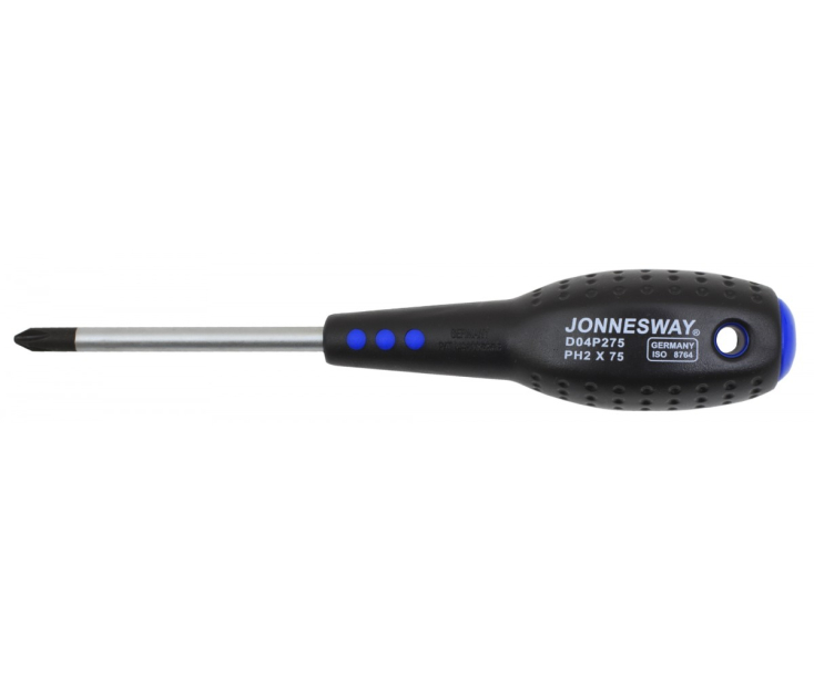 Отвертка крестовая Phillips PH2 x 75 Jonnesway FULL STAR D04P275