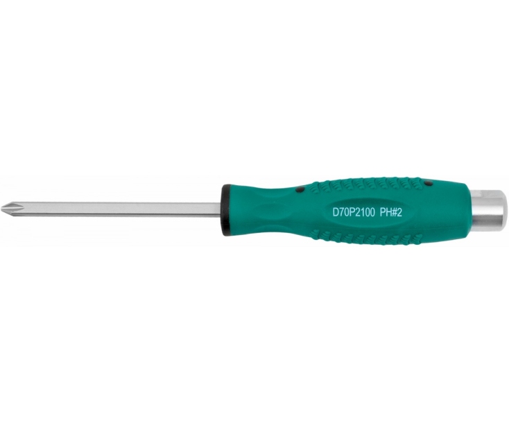 Отвертка крестовая Phillips PH2 x 100 ударная с шестигранным жалом Jonnesway D70P2100