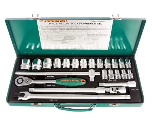 Набор торцевых головок с трещоткой, квадрат 1/2"DR, 10-32 мм, 24 предмета Jonnesway S04H4524S
