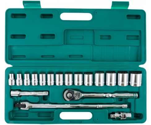 Набор торцевых головок дюймовых с трещоткой, квадрат 1/2"DR 3/8" - 1 1/4", 19 предметов Jonnesway  S05H4219S