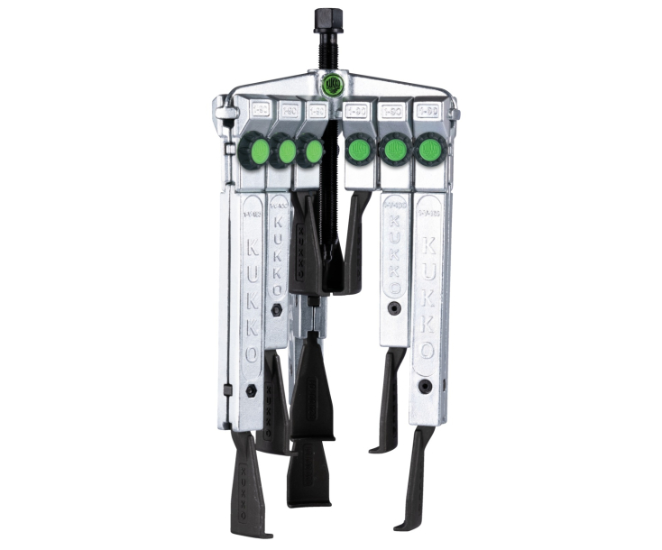 Съемник универсальный трехлапковый с узкими захватами в комплекте, диапазон зажима до 200 мм, глубина зажима 300 мм KUKKO 30-20xSP