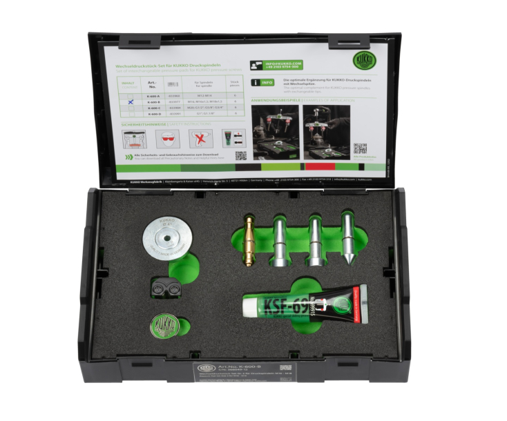 Комплект сменных нажимных насадок Ø 20, 32, 41 мм (М16 - М18) KUKKO K-600-B