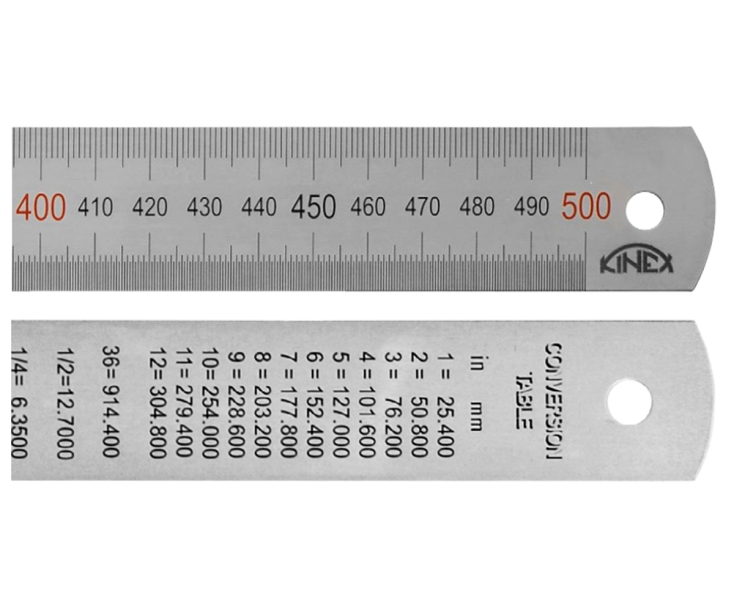 Линейка из стали Kinex 1022-02-050 цветная шкала 500 мм