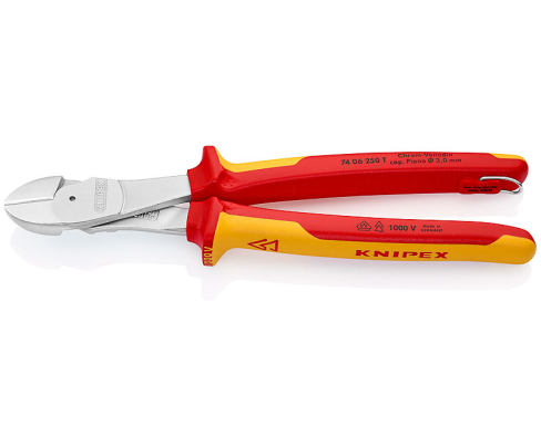 Кусачки боковые особой мощности VDE Knipex KN-7406250TBK со страховочным креплением