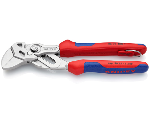 Клещи переставные-гаечный ключ со страховочным креплением Knipex KN-8605180TBK