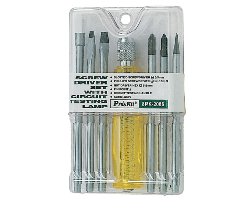 Отвертка-индикатор с набором насадок Proskit 8PK-2066