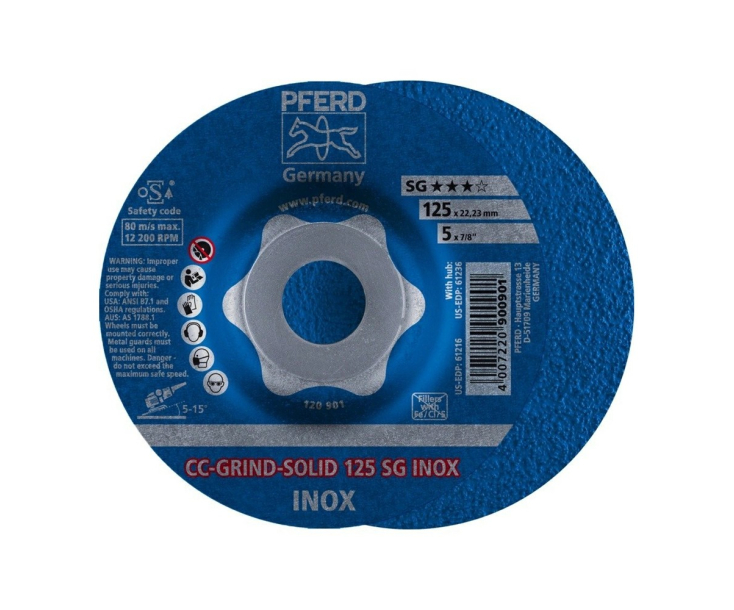 Фибродиск Pferd CC-GRIND-SOLID 125 SG INOX