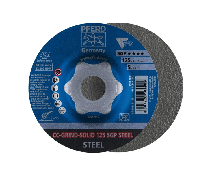 Круг шлифовальный Pferd CC-GRIND SOLID 125 SGP STEEL