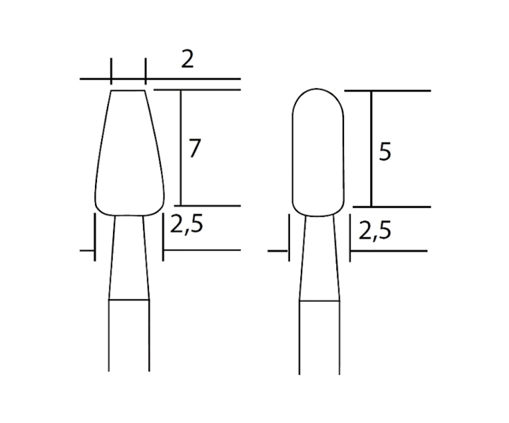 Боры карборундовые Ø2.5 мм для стекла и керамики Proxxon 28270 2 шт.