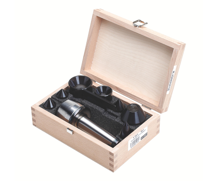 Вращающийся центр с креплением MK 4, размер 108, полный комплект вставок в прочном деревянном футляре Röhm 061705