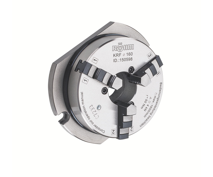 Патрон рычажный спиральный KRF, размер 110, 3 кулачка, основание, чугунный корпус Röhm 150596