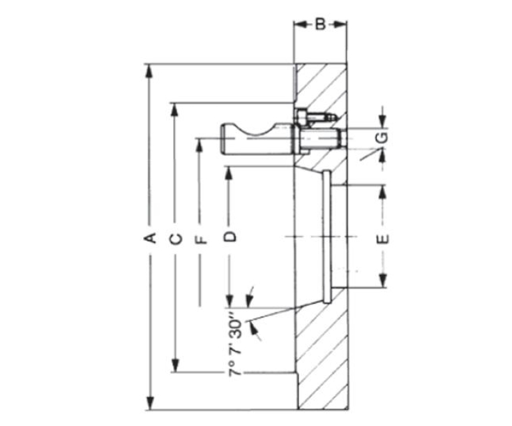 Короткоконусная переходная пластина, наружный диаметр 125, KK 4, DIN 55029+ ASA B 5.9 D1 камлок Röhm 319674