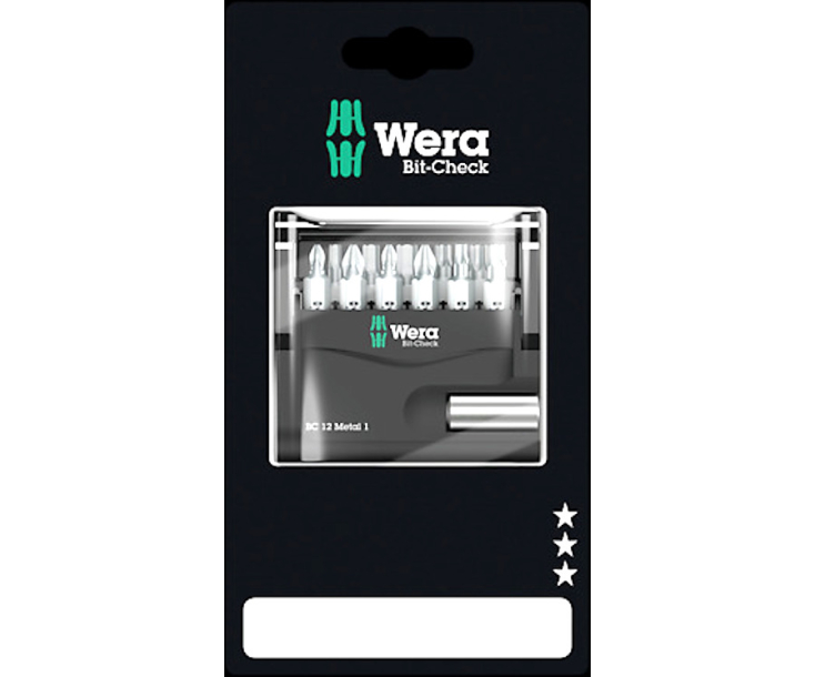Bit-Check 12 Metal 1 SB Набор насадок (PH, PZ, TX, HEX-Plus) и держатель Wera WE-136393