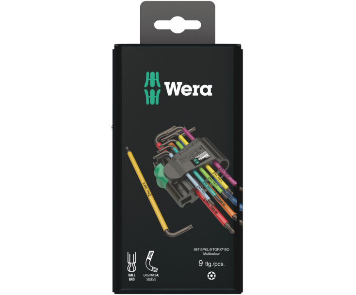 Набор Г-образных ключей Wera 967 SPKL/9 TORX BO Multicolour BlackLaser WE-073599