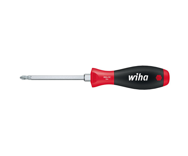 Отвертка Wiha SoftFinish Pozidriv 314 00777 PZ2 x 100 крестовая с шестигранным жалом
