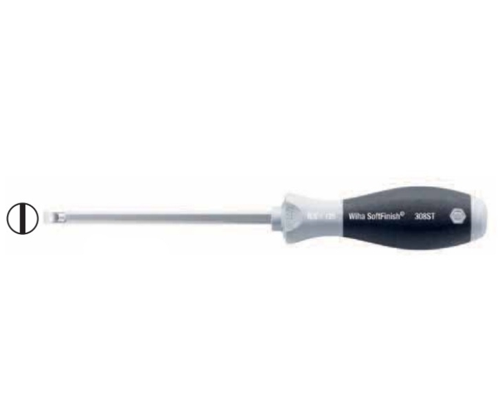 Отвертка шлицевая Wiha SoftFinish 308ST SF 32607 4.5 x 90 с шестигранным жалом  из нержавеющей стали