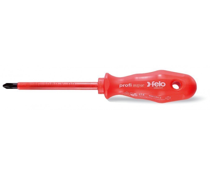 Отвертка крестовая Phillips диэлектрическая Felo Super profi серия 600 PH1 x 80 61410290