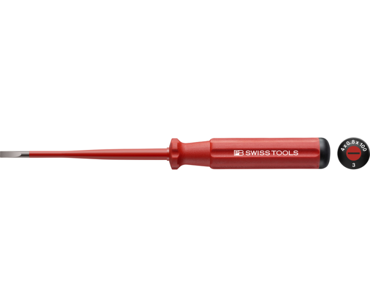 Отвертка шлицевая диэлектрическая VDE PB Swiss Tools PB 5100.SL 3-100/4 0.8 x 4