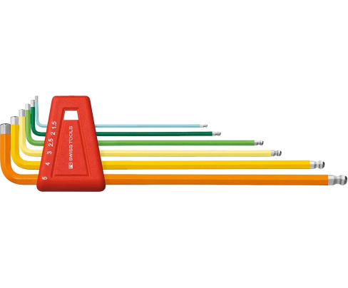 Набор длинных штифтовых ключей HEX PB Swiss Tools PB 212.LH-5 RB со сферической головкой 6 шт.