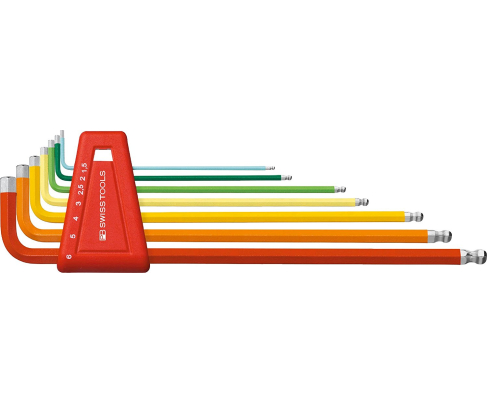 Набор длинных штифтовых ключей HEX PB Swiss Tools PB 212.LH-6 RB со сферической головкой 7 шт.