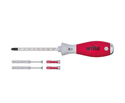 Отвертка Wiha SoftFinish Phillips ударная SB 534S5 41289 PH2 x 100 крестовая со шкалой и дюбелями в блистере
