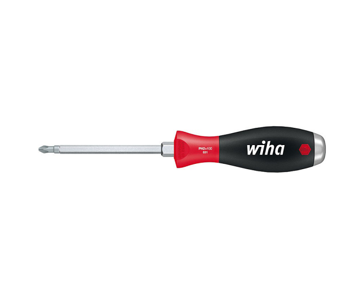 Отвертка Wiha SoftFinish Phillips 531 03237 PH1 x 80 крестовая ударная с шестигранным жалом